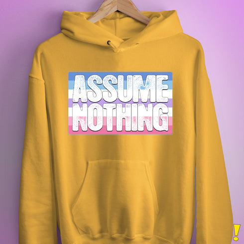 Assume Nothing Bigender Pride Flag Hoodie - Mustard